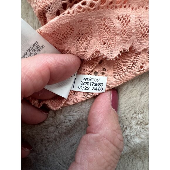 Aerie Real Good XL Lace Strappy Bralette Top In Peach Pink - Picture 5 of 6